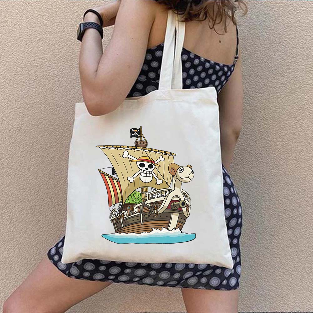 Dễ Thương Túi tote Đeo Vai Vải canvas In Hình monkey d luffy Rronoa zoro anime one piece Tái Sử Dụng Linh Hoạt Cho Nữ