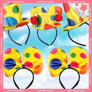 Cy-polka dot clown hat headband hair hoop circus jester fancy dress costume prop