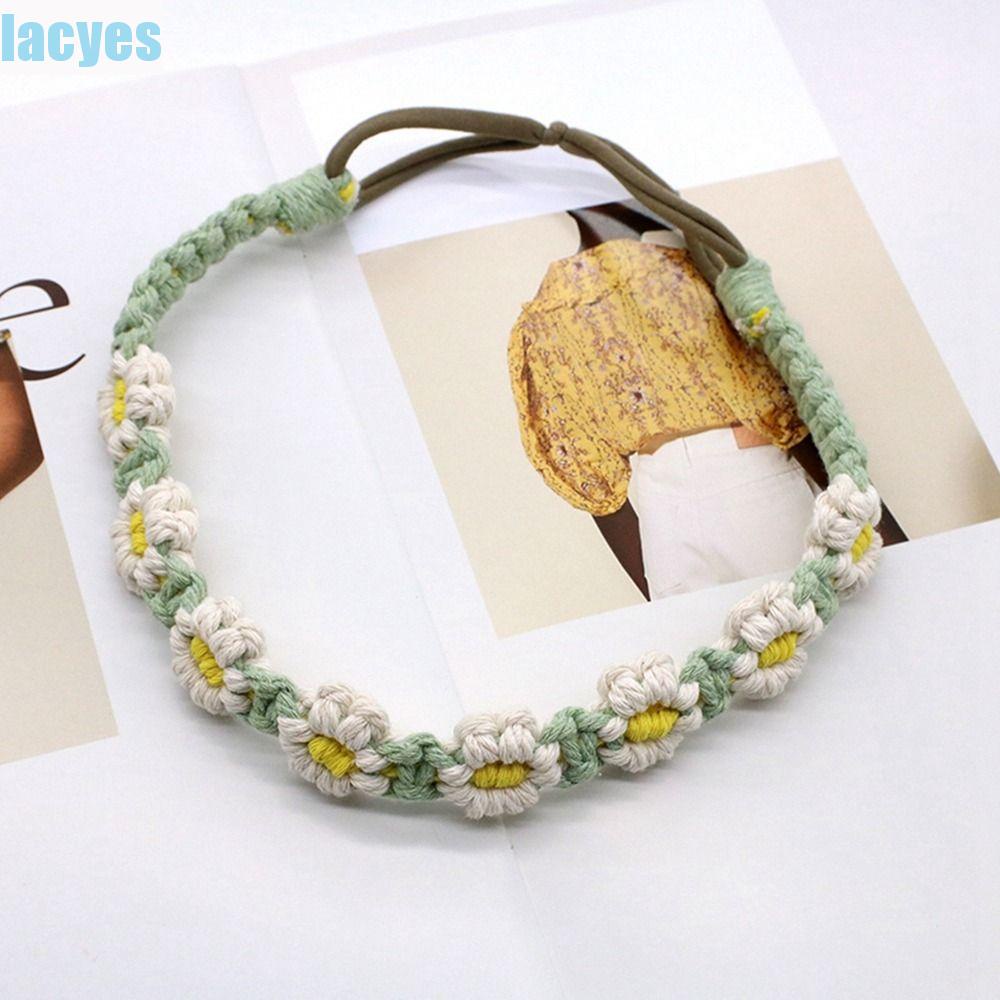 Lacyes macrame dây buộc tóc cô gái phụ kiện tóc thường cổ điển hoa khăn xếp khăn trùm đầu dây buộc tóc đàn hồi phong cách dân tộc crochet bandana