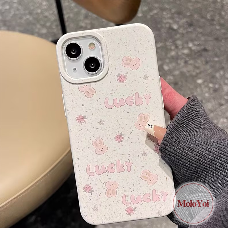 Cartoon rabbie vỏ chữ dễ thương đơn giản tương thích cho iphone 7plus 6s 8 6 15 7 plus xr xs x max 11 15 13 14 12 pro max 8plus se 2020 vỏ mềm điện thoại thân thiện với môi trường mới có thể phân hủy