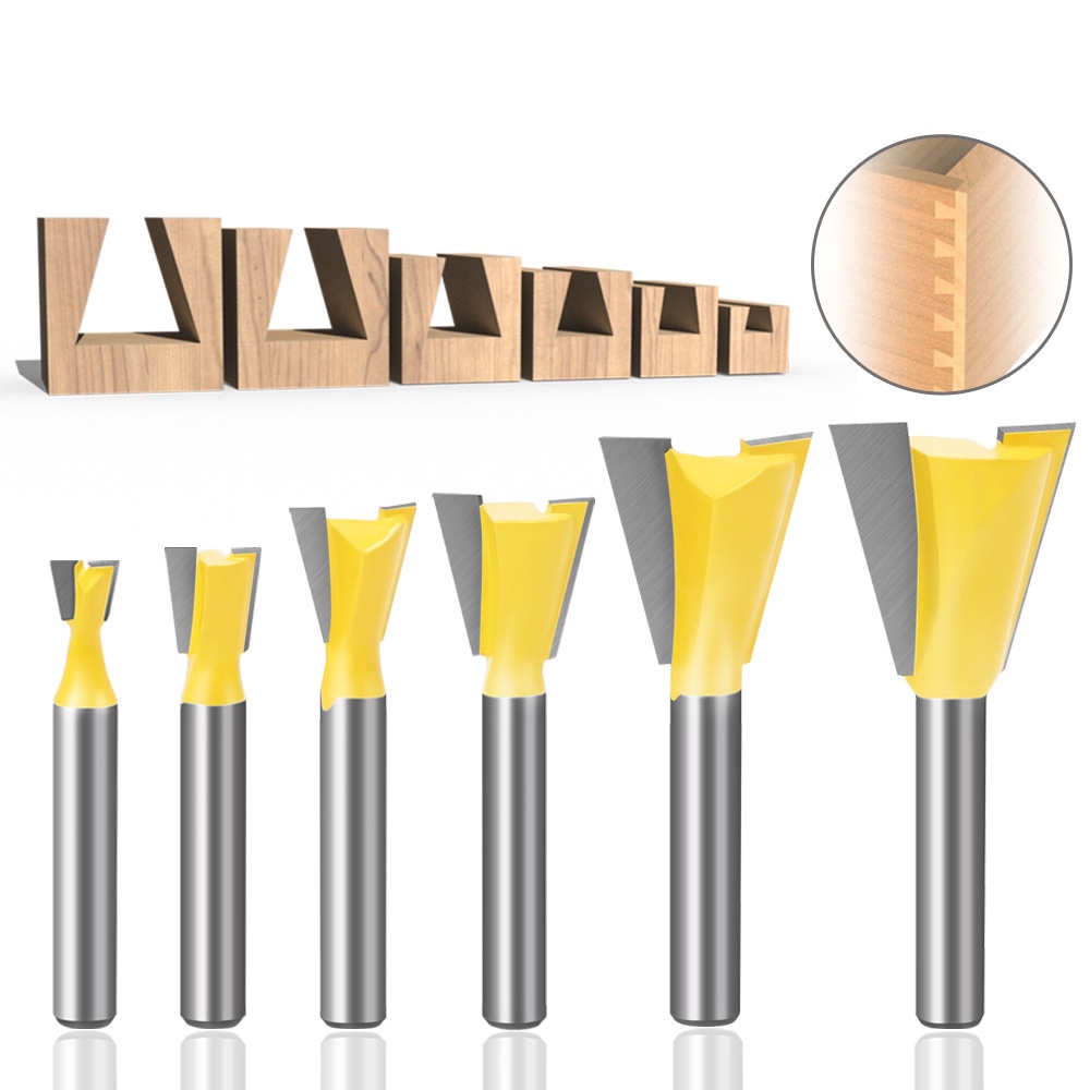 6mm 1/4 "shank dovetail joint router bits set 14 độ chế biến gỗ máy cắt phay bit cho gỗ