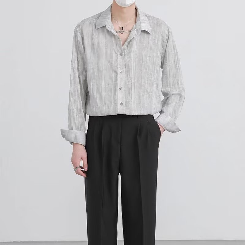 【2 Colors】Áo sơ mi nam Mát mẻ mùa xuân và mùa hè phong cách lười biếng fashion áo sơ mi nam thời trang cotton simple unisex áo sơ mi áo phong cách dài tay mỏng thời trang không-sắt lỏng áo sơ mi nam cao cấp họa tiết áo sơ mi dài tay