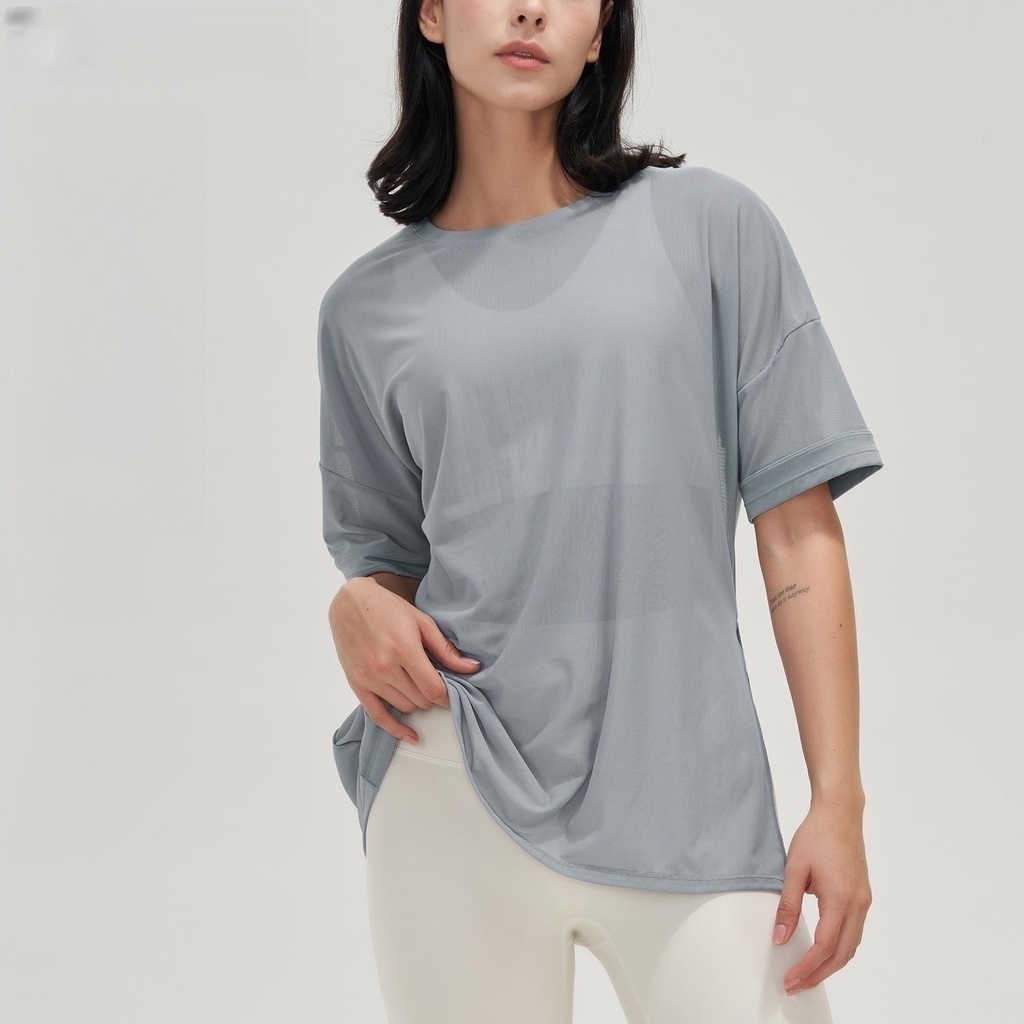 Fit.her ngắn tay áo gạc yoga mặc ngắn tay áo thun thể thao t-shirt nữ làm khô nhanh quần áo mùa hè thoáng khí thể thao lỏng lẻo smock fitness top