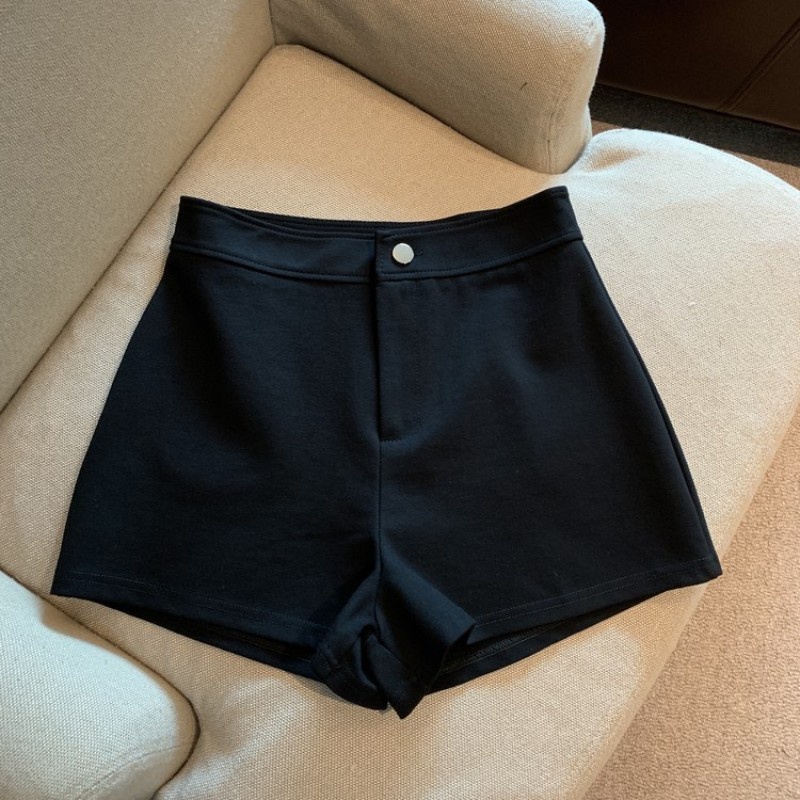 Đơn giản màu rắn đơn giản quần short cạp cao co giãn skinny