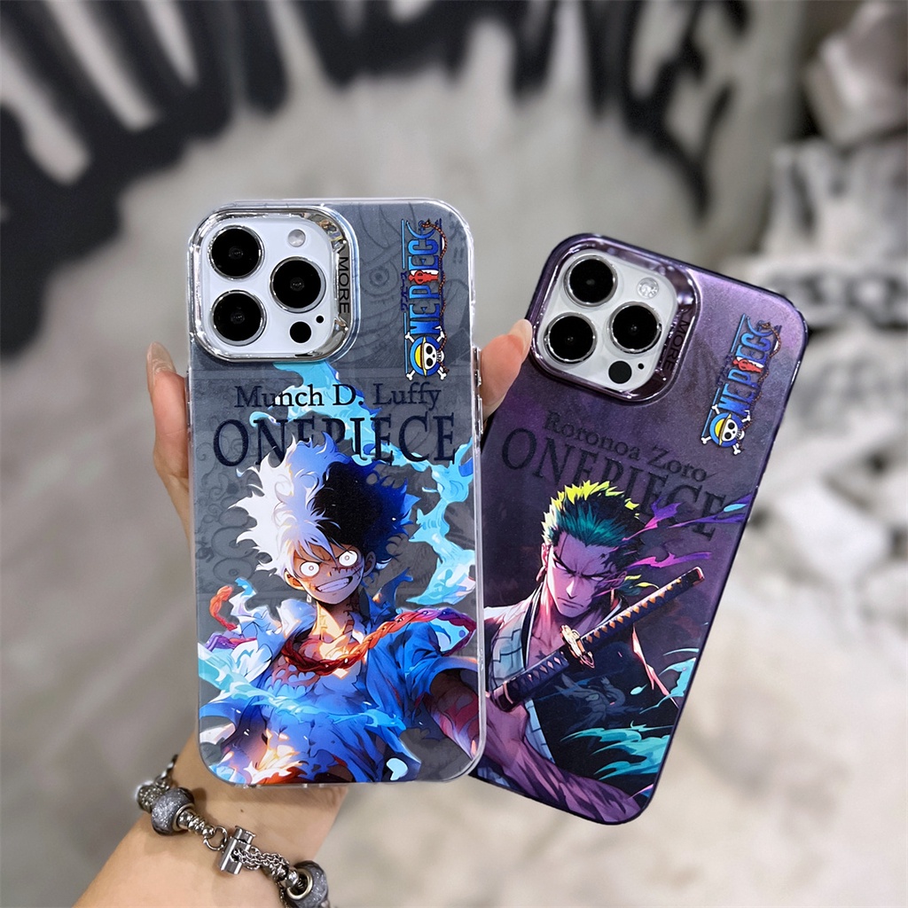 Phim hoạt hình phim hoạt hình anime one piece luffy sauron mạ khung ống kính kim loại imd vỏ điện thoại silicon thích hợp cho iphone 14 14pro 14max 13promax 12 12promax 11