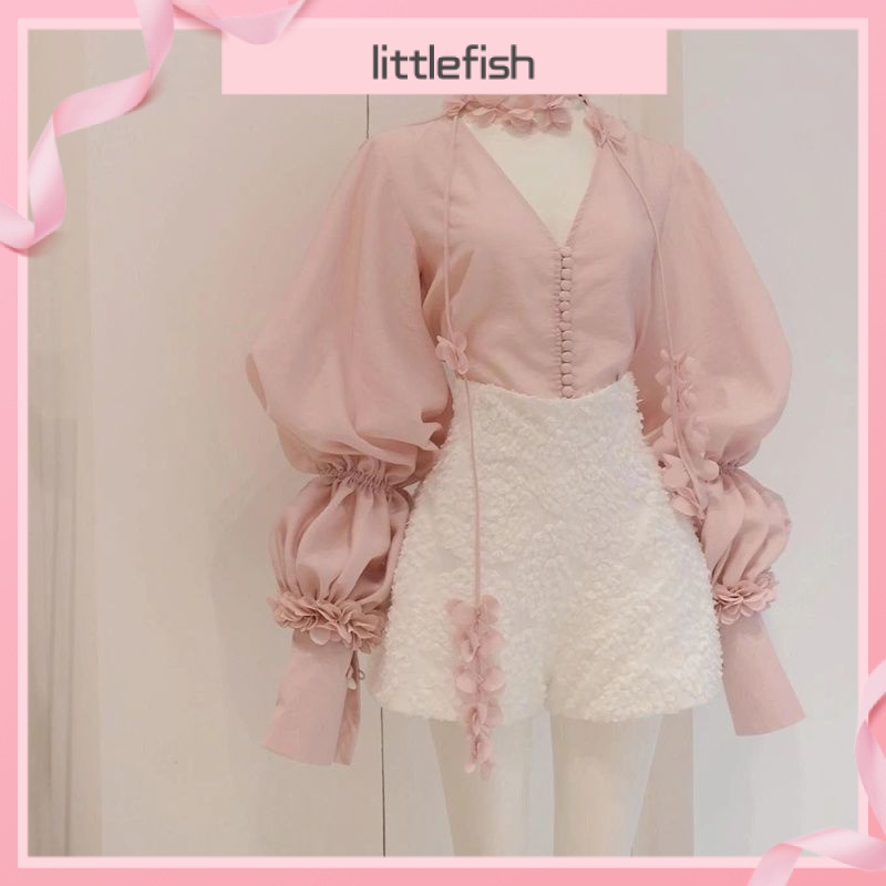 Early spring new style wear 2023 high-end feeling money valve con gái pure desire style dress phim truyền hình hàn quốc áo sơ mi hồng dài tay áo sơ mi đi lại hàng đầu có sẵn