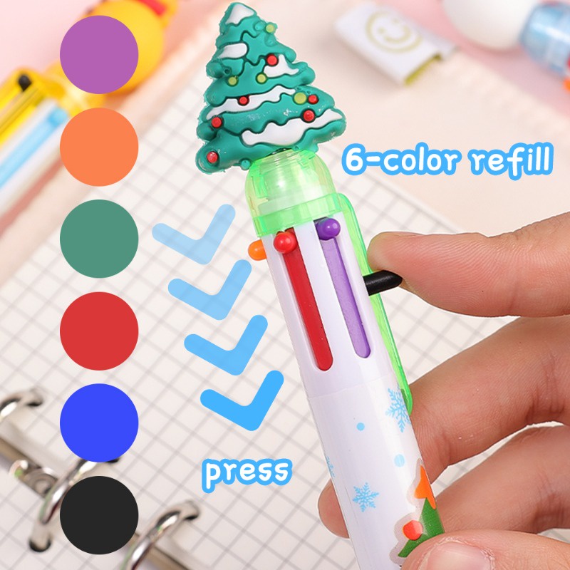 Chủ đề giáng sinh đầy màu sắc 0,5mm bấm bút bi / phim hoạt hình ông già noel xmas cây gel bút / văn phòng phẩm học sinh