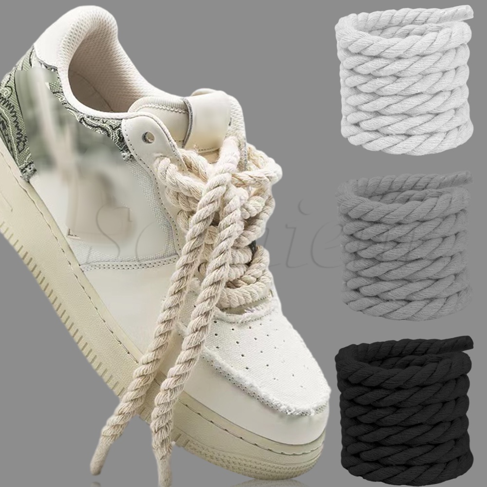 2 chiếc màu rắn vải lanh đậm nét dây giày tròn dày hơn dây cotton dệt dây xoắn dây giày bền phụ nữ nam giới thể thao chạy bộ giày thể thao dây cá tính thời trang dạo phố