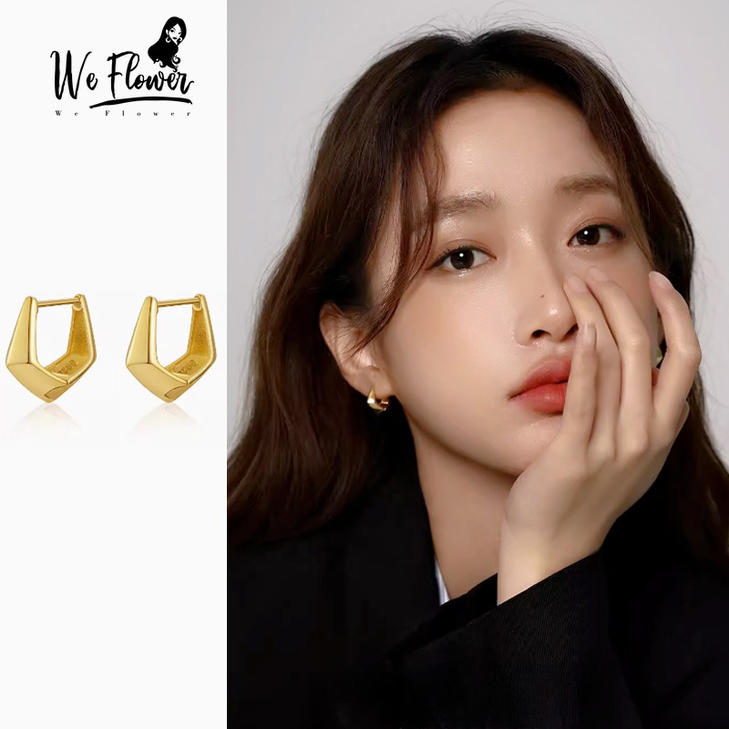 Khuyên tai WE FLOWER vàng 14k hình tròn thiết kế hình học không đều không gây dị ứng thời trang vintage cho nam nữ