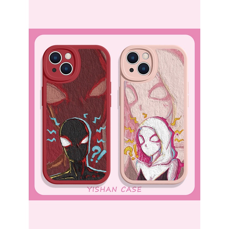 Cặp đôi ốp lưng trong suốt chống rơi cho iphone11 12 13 14 pro max iphone x xr xs max se iphone 7 plus 8 plus iphone sơn dầu spider-man soft case