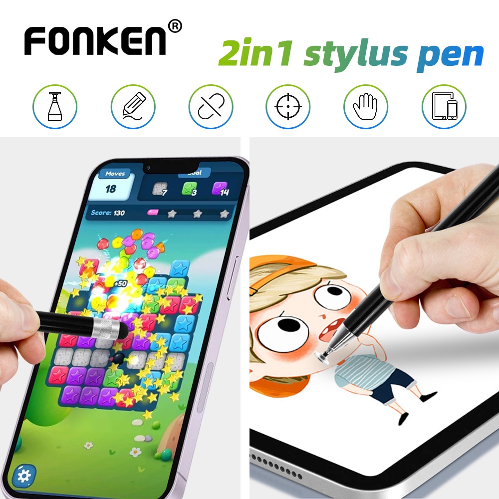 Fonken 2 trong 1 bút cảm ứng đa năng cho máy tính bảng di động android ios điện thoại ipad phụ kiện vẽ máy tính bảng màn hình điện dung bút cảm ứng