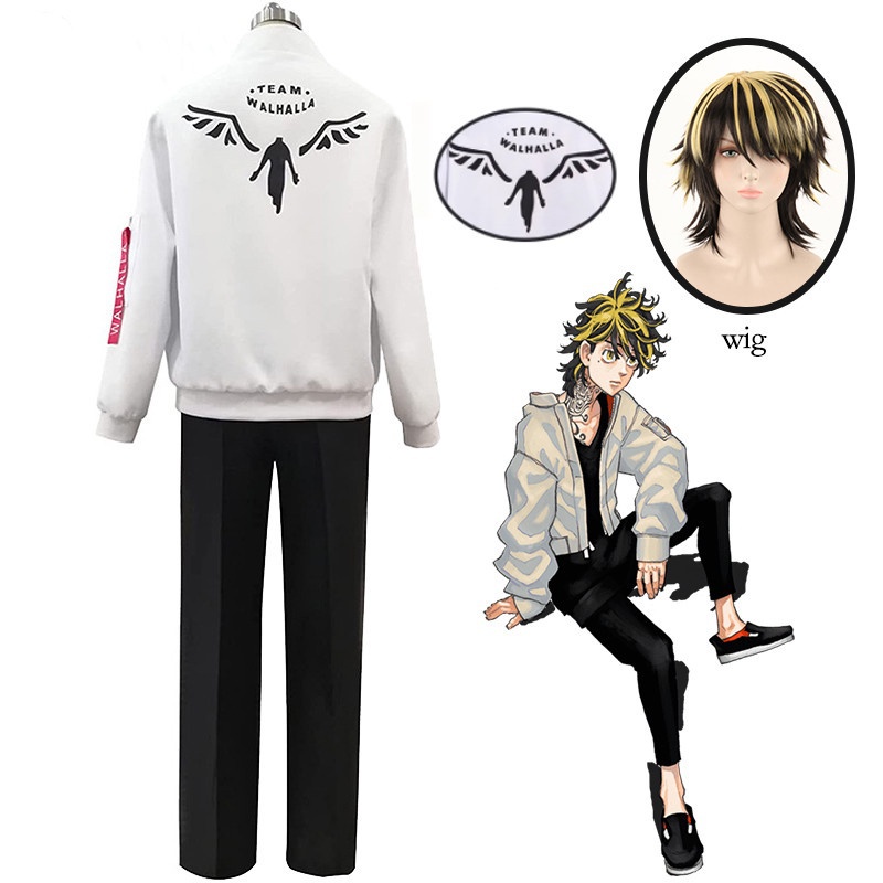 Áo Khoác Bóng Chày Màu Trắng Hóa Trang Nhân Vật anime tokyo Ghoul keisuke baji kazutora hanemiya