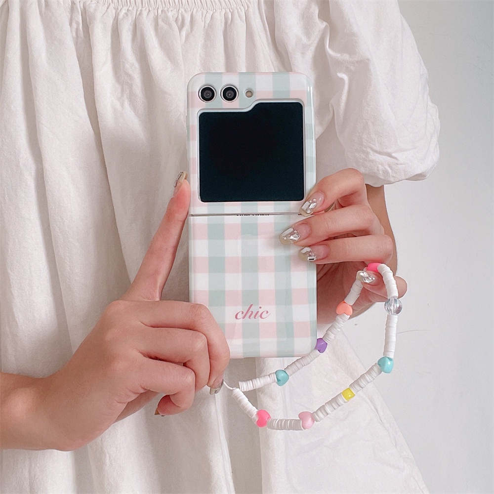Vỏ điện thoại tpu mềm cho samsung galaxy z flip 5 5g flip5 ins korean lattice love bracelet silicone anti-fall cover case