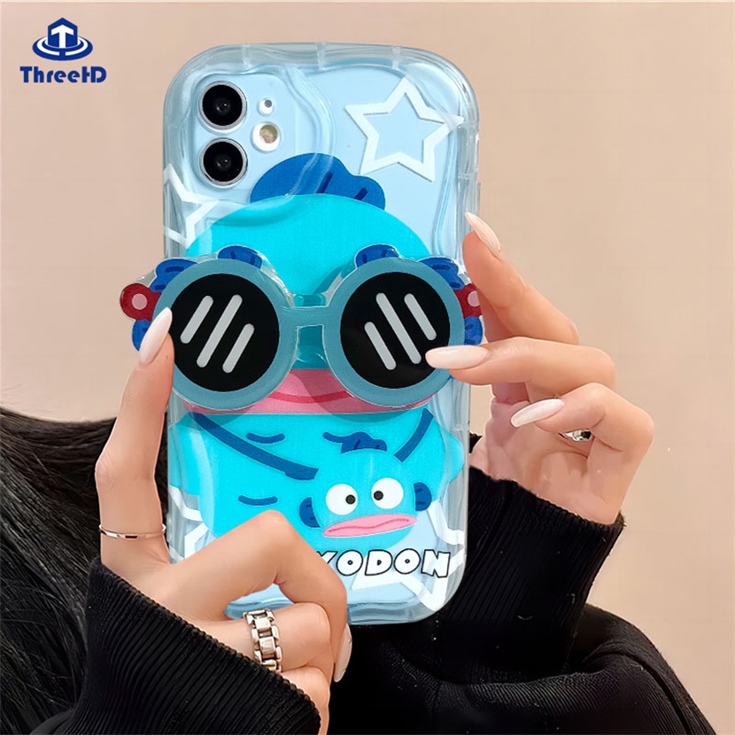 Vỏ tương thích cho iphone 15 14 13 12 11 pro max se2020 x xr xs max 8 7 6 6s plus 3d glossy cartoon vỏ điện thoại cá xấu xí có giá đỡ nắp chống rơi mềm