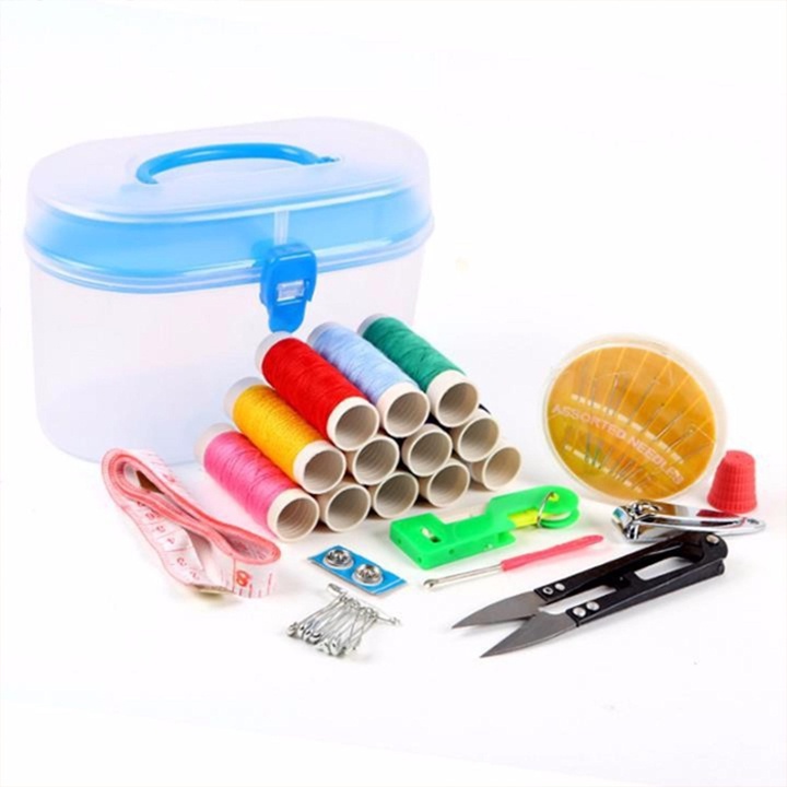 Bộ kim chỉ may vá đa năng 45 món kèm hộp đựng trong suốt