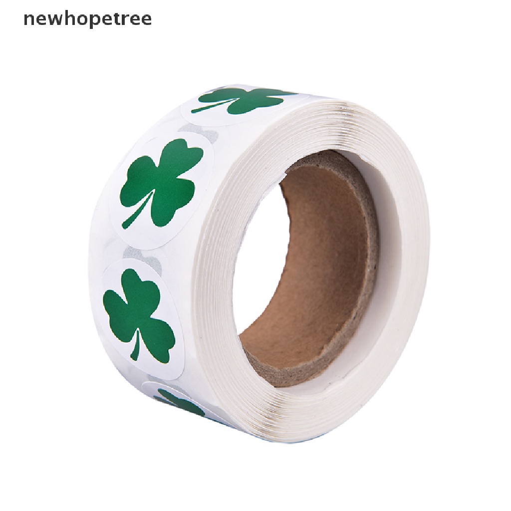 Cuộn 500 Nhãn Dán Tự Dính Hình Cỏ Ba Lá 1Inch Dành Cho Trẻ Em