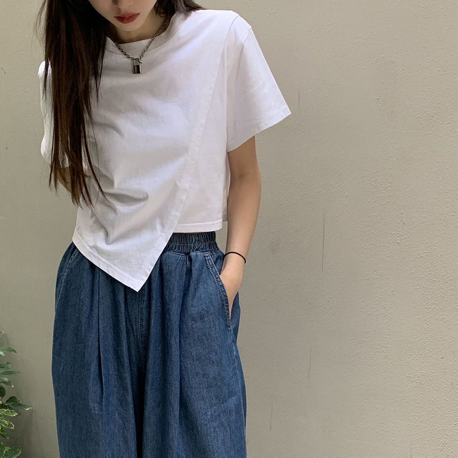 COZOK Áo Thun Tay Ngắn Màu Trơn Đa Năng Hợp Thời Trang