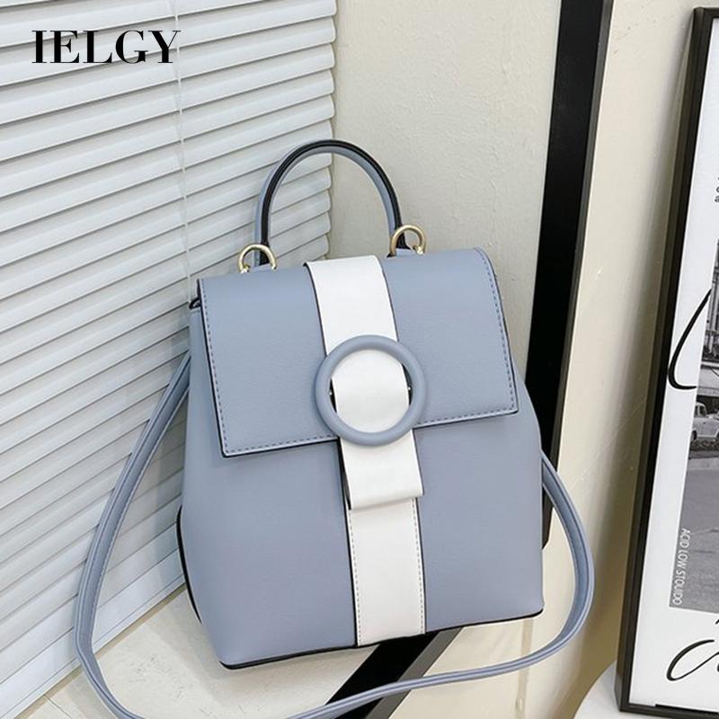 Ba Lô Da Phối Màu Tương Phản Phong Cách Phương Tây Cho Nữ