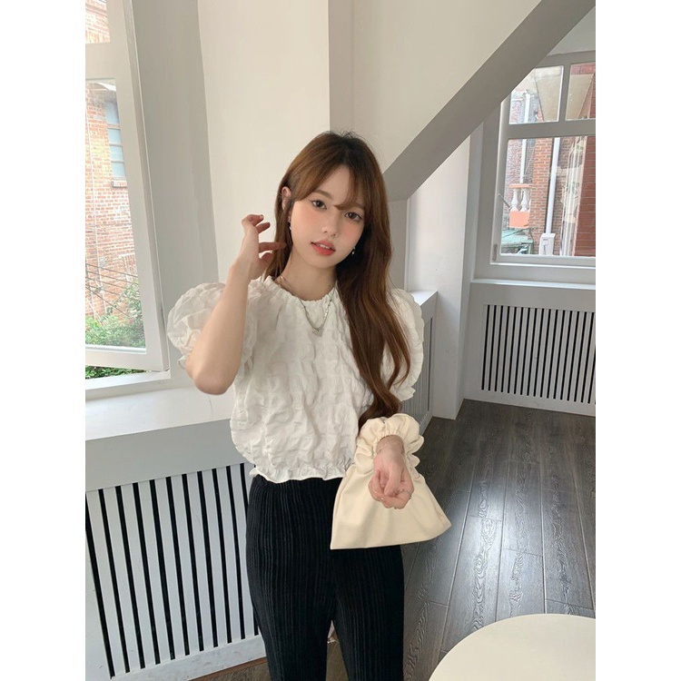 COZOK Áo Kiểu Tay Phồng Ngắn Thời Trang Vintage Cá Tính