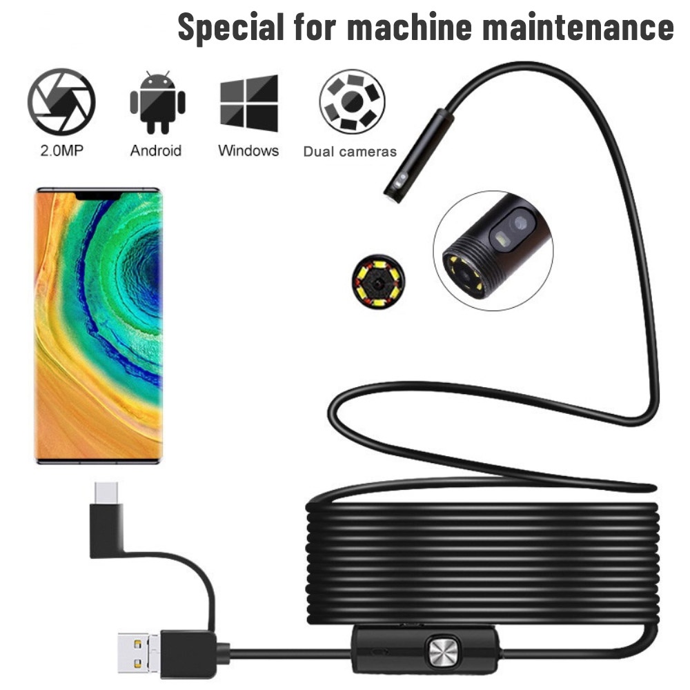 Tích hợp 6 đèn LED Máy dò dây Borescope Camera kiểm tra nội soi dây linh hoạt Camera nội soi mini USB màu đen Camera siêu nhỏ