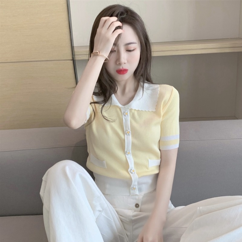 Áo polo Tay Ngắn Dáng Rộng In Họa Tiết Độc Đáo Phong Cách Hàn Quốc Thời Trang Cho Nữ