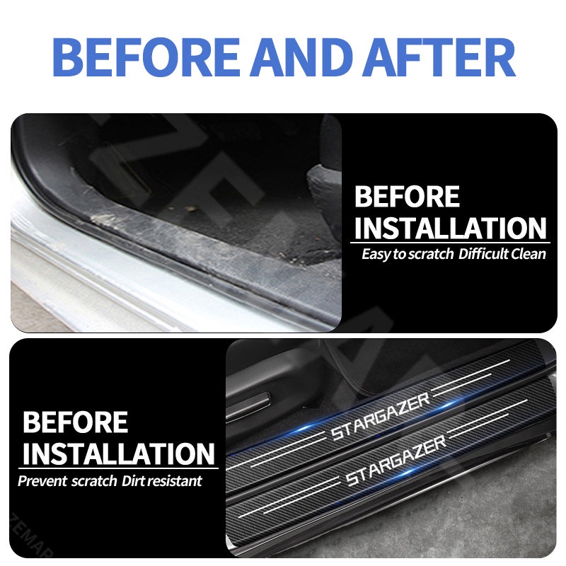 Bộ 4 Miếng Dán Cửa Xe Hơi Chống Trầy Xước Bằng Sợi Carbon Cho Hyundai Stargazer