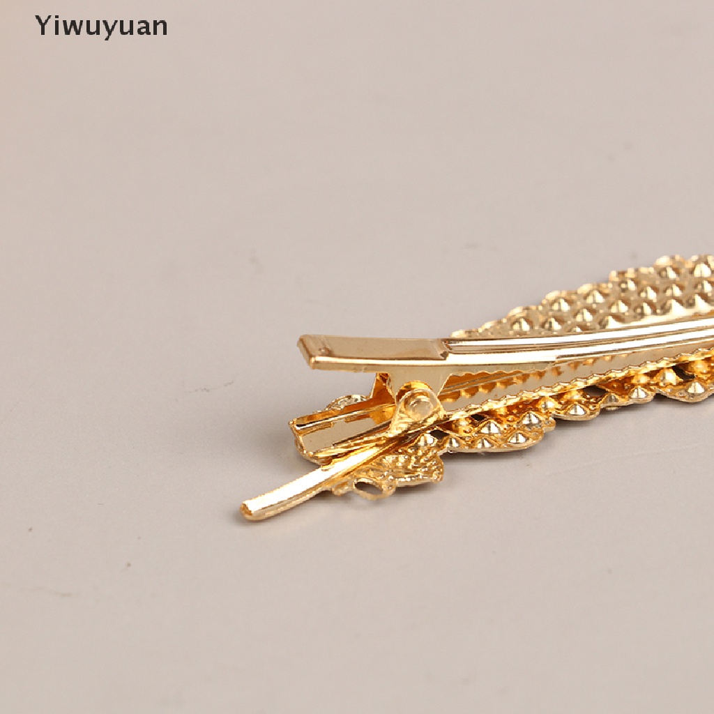 < Yiwuyuan > Kẹp Tóc Đính Pha Lê Màu Vàng / Bạc Thời Trang Cho Nữ