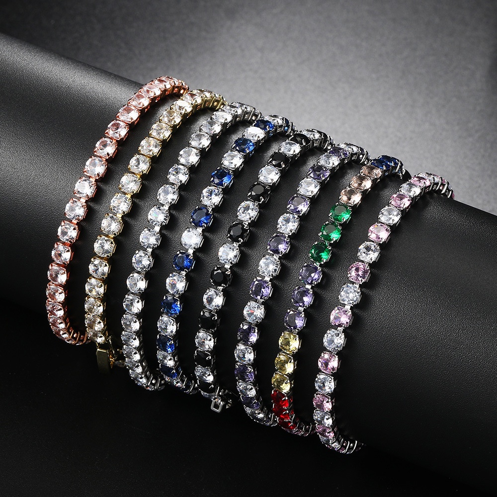 Vòng Tay Đá Zircon Toàn Bộ 4mm Phong Cách Âu Mỹ
