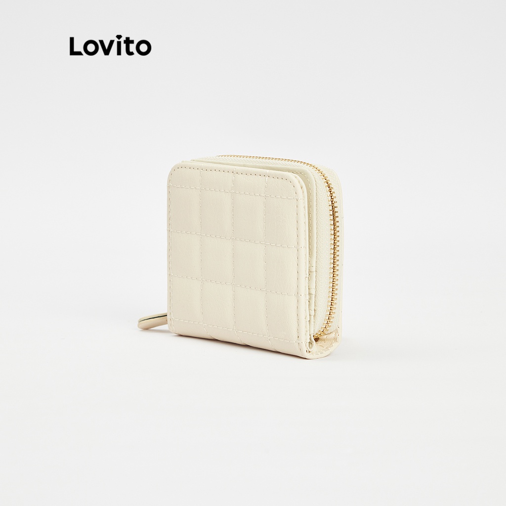Ví giữ thẻ LOVITO có khóa kéo màu trơn thanh lịch dành cho nữ L48BA043 (trắng/ hồng/ xanh lá/ đen)
