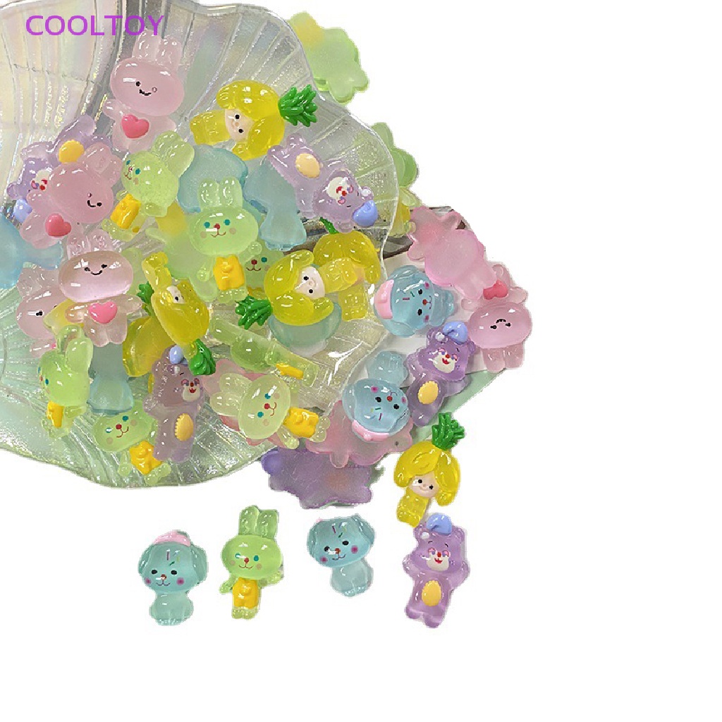 Set 5 Tượng Thỏ / Gấu Hoạt Hình Dạ Quang Trang Trí Ốp Điện Thoại DIY