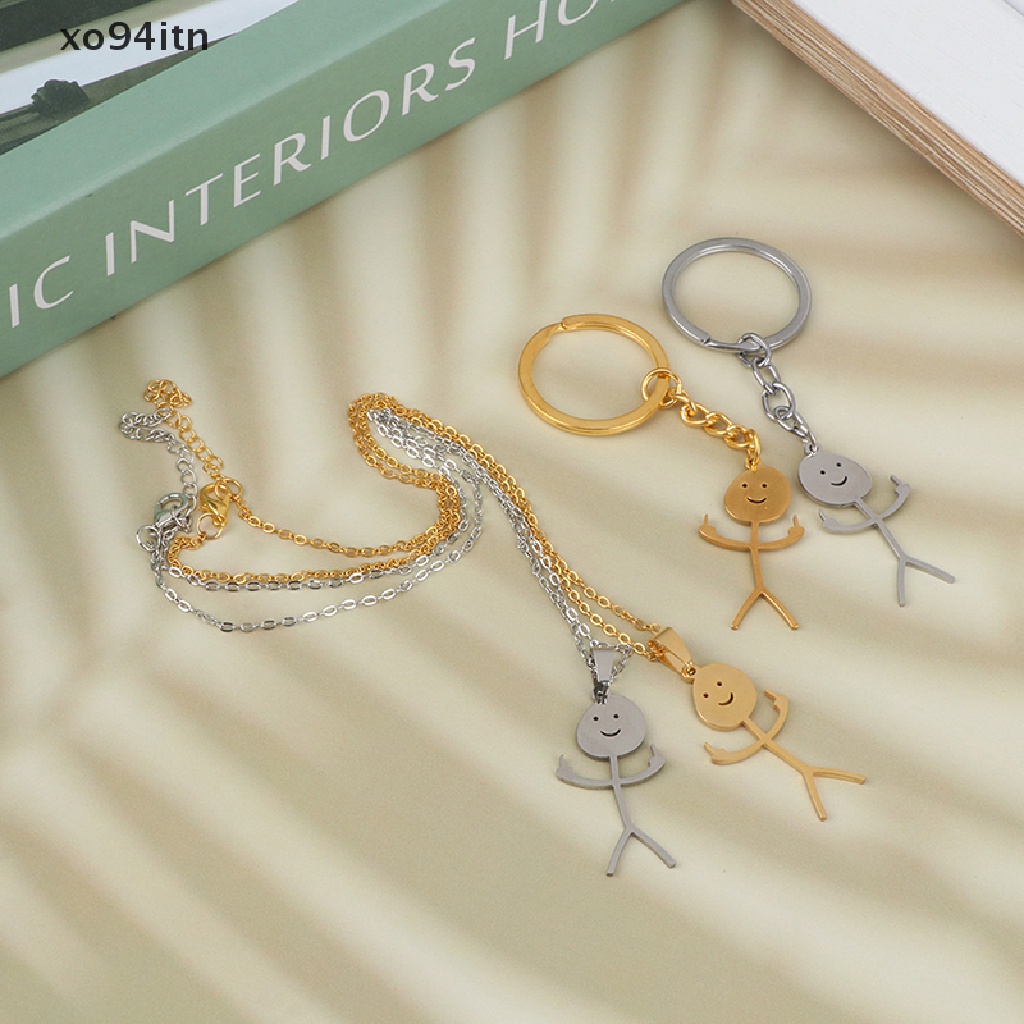 Tn Vòng cổ Mặt Hình Chìa Khóa Xe Hơi / Búp Bê Stickman Dễ Thương Làm Quà Tặng