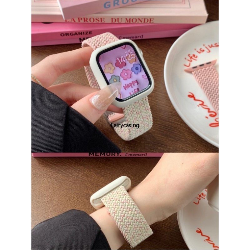 Dây Đeo Đồng Hồ Bằng Nylon Co Giãn Hai Màu Kích Thước 49mm 45mm 44mm 42mm 41mm 40mm 38mm Cho iWatch Serie Ultra 8 7 SE 6 5 4 3 2 1