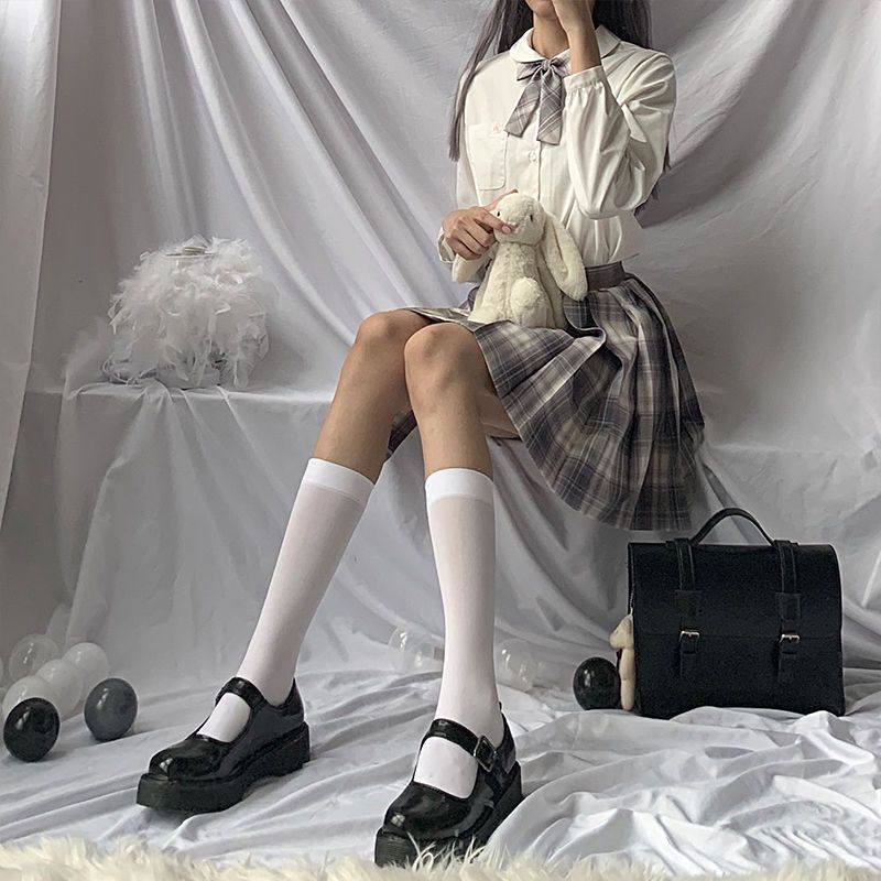 [M &amp; E] Vớ Dài Qua Gối Lụa Mỏng Màu Trắng Thời Trang Mùa Hè Cho Nữ20230759