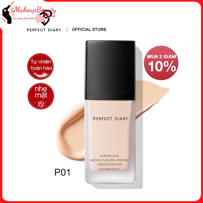 Kem nền Perfect Diary dạng lỏng tự nhiên với lớp che phủ cao 10 tông màu tuỳ chọn 30ml MS 197 [ MakeupBeauty.Store ]