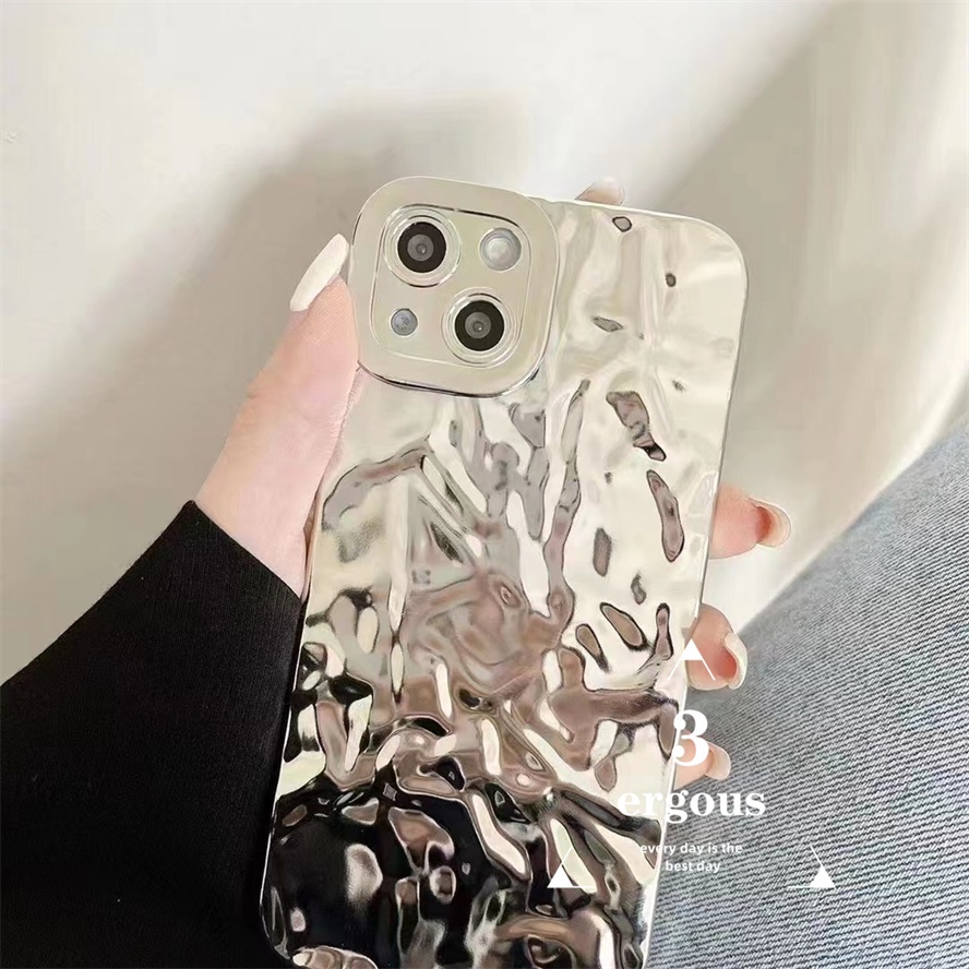 Ốp Điện Thoại Màu Bạc Họa Tiết Sang Trọng Chống Sốc Cho IPhone 14 13 12 11 Pro Max SE2020 X XR Xs Max 7 8 6 6s Plus