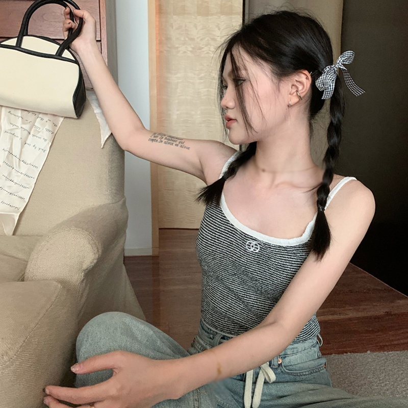 Áo Dệt Kim Sát Nách Dáng Ôm Màu Tương Phản Thời Trang Cho Nữ