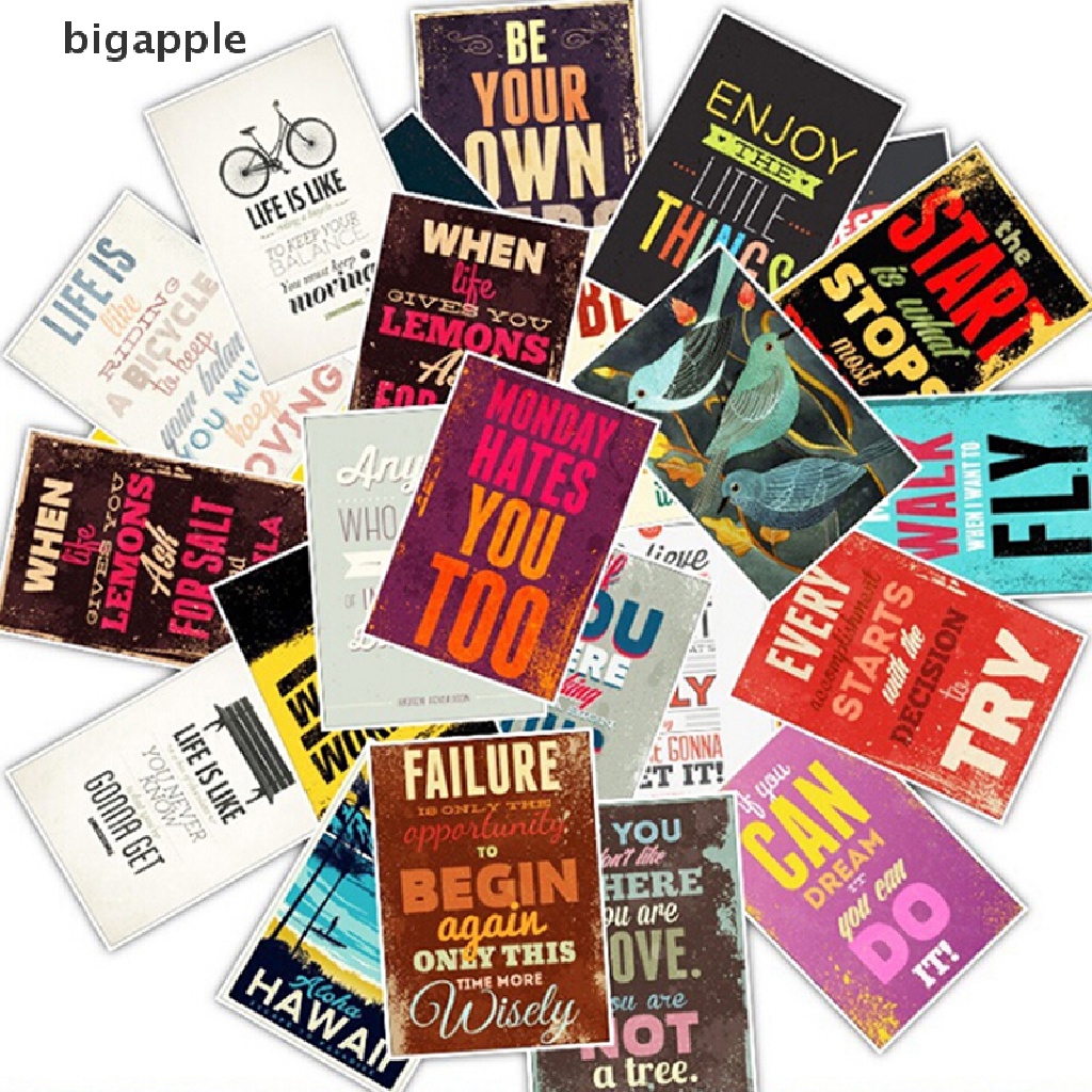 Bigapple Set 25 Đề Can Dán Trang Trí Nhật Ký / Ván Trượt / Laptop / Hành Lý Hình Câu Trích Dẫ