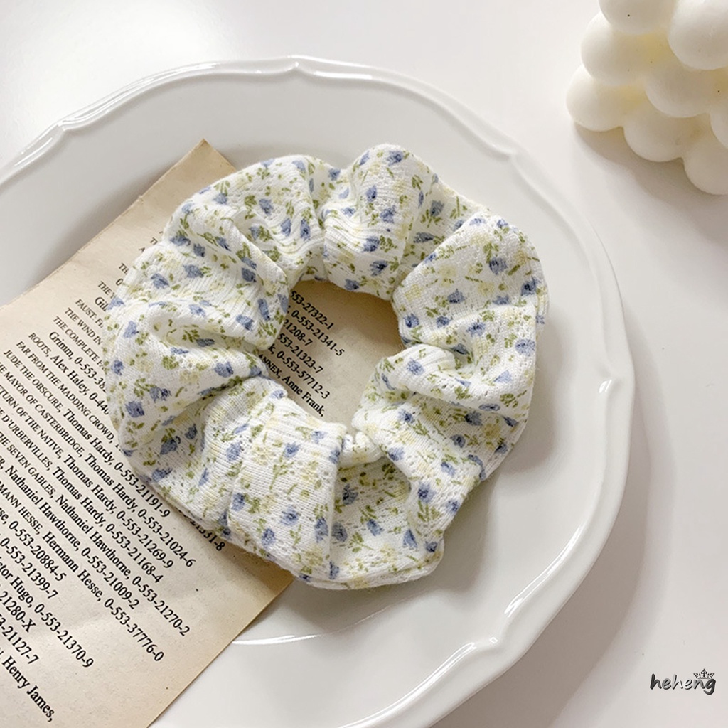 Bộ 2 Dây Cột Tóc Vải Thêu Hoa Màu Sắc Trắng Thời Trang Xinh Xắn Cho Nữ