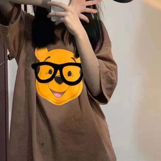 COZOK Áo Thun Ngắn Tay Dáng Rộng In Hoạt Hình Kiểu Hàn Quốc Dễ Phối Đồ