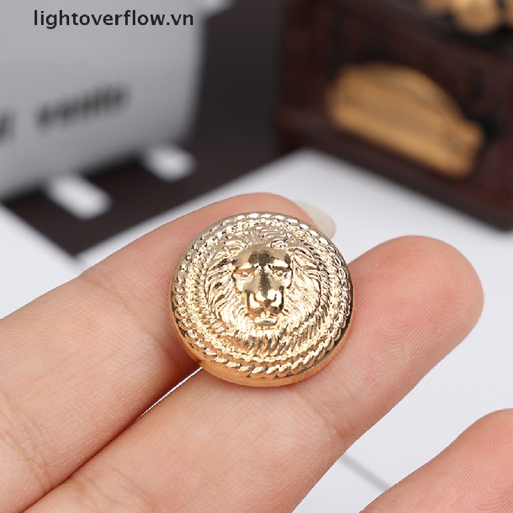 Set 10 Nút Áo Sơ Mi Hình Sư Tử Bằng Kim Loại DIY