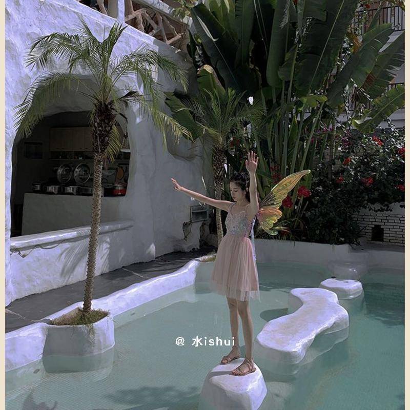 Đầm Nàng Tiên Cá! Đầm Tay Ngắn Phồng Phối Lưới Đính Kim Sa Lấp Lánh Thời Trang Sang Trọng Cho Nữ