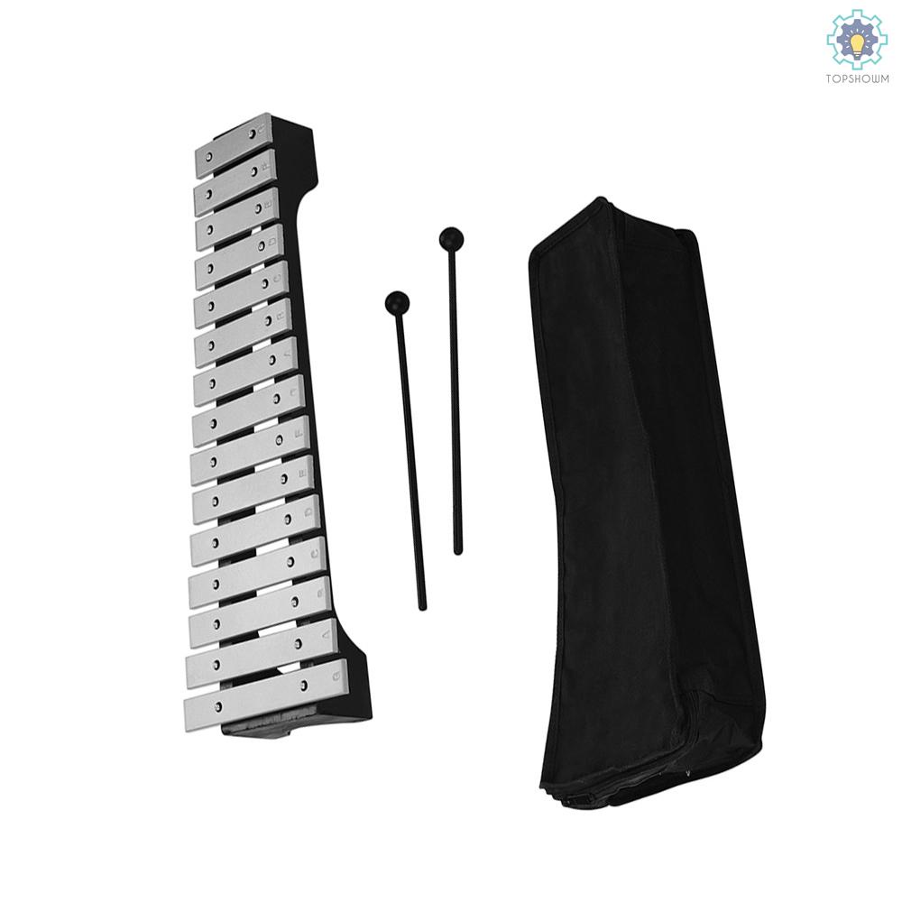 Nhạc Cụ Glockenspiel 15-Note Xylophone Đế Gỗ Bằng Nhôm Kèm Túi Đựng