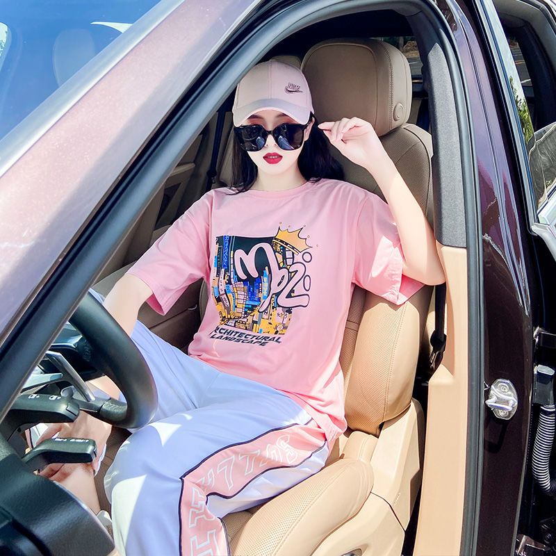 Set Đồ Thể Thao Hai Món Bằng Cotton Nguyên Chất Tay Ngắn Phong Cách Đường Phố Thời Trang Mùa Hè Mới 2023