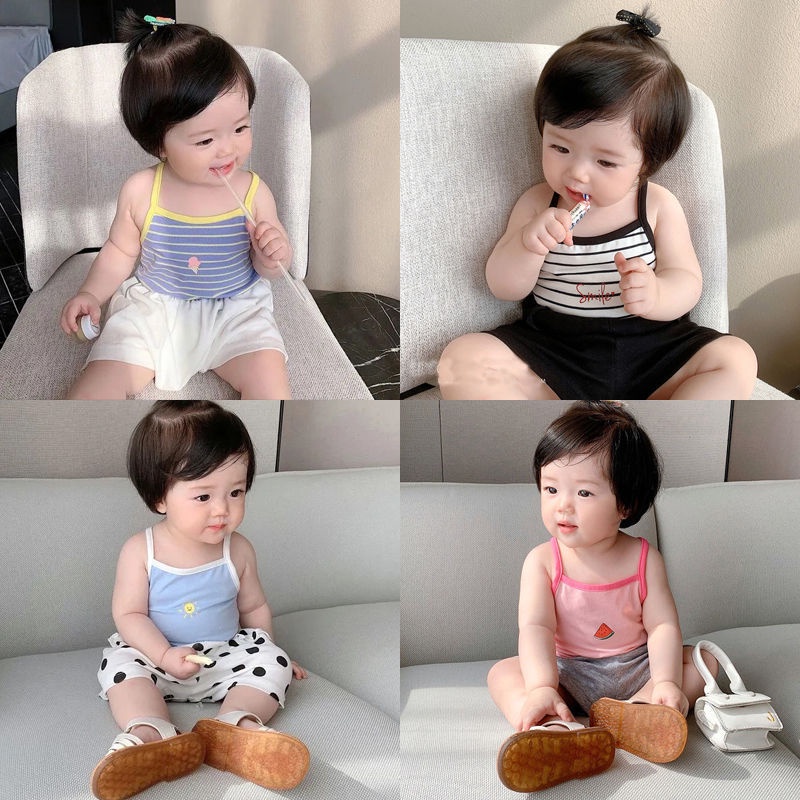 Áo thun BCBL dây mảnh họa tiết hoạt hình thời trang mùa hè cho bé gái