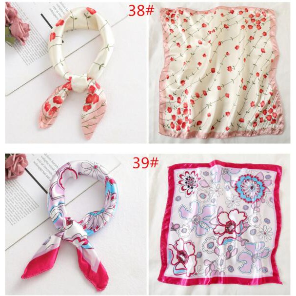 Khăn vuông chất liệu lụa Satin phong cách vintage thời trang