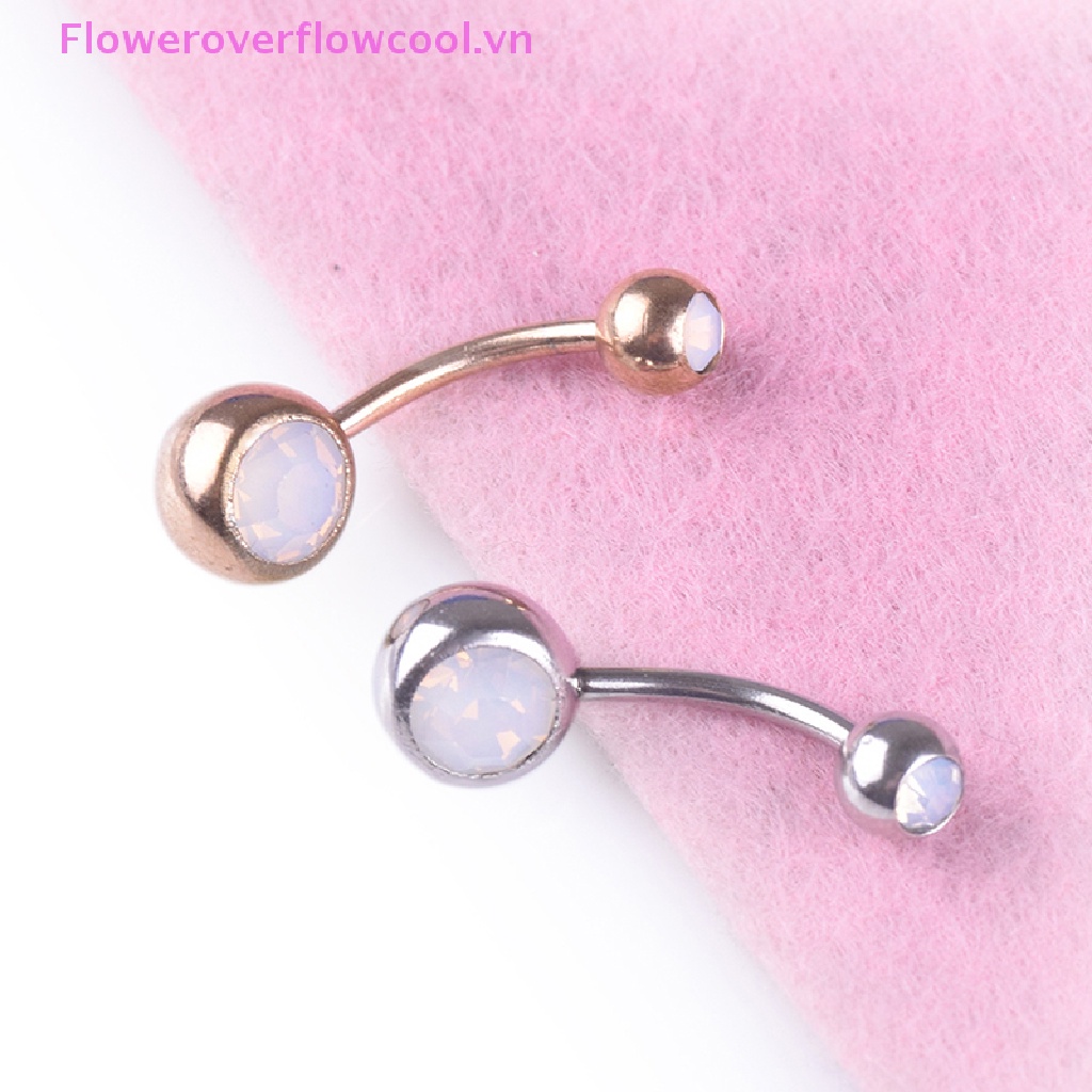 Khuyên Rốn Đính Đá Opal Lửa Trắng COOLLADY Hot!