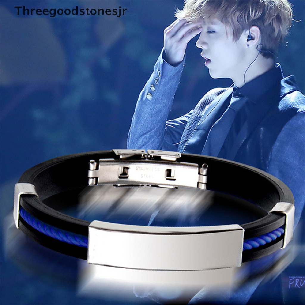 Vòng Tay Silicone Unisex Phối Thép Titan Thanh Lịch JR