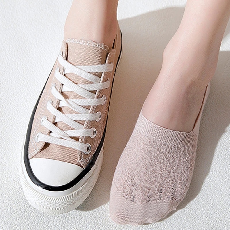 Ultra Vớ Thuyền Lưới Siêu Mỏng Thoáng Khí Thoải Mái Chống Trượt Màu Trơn Cho Nữ