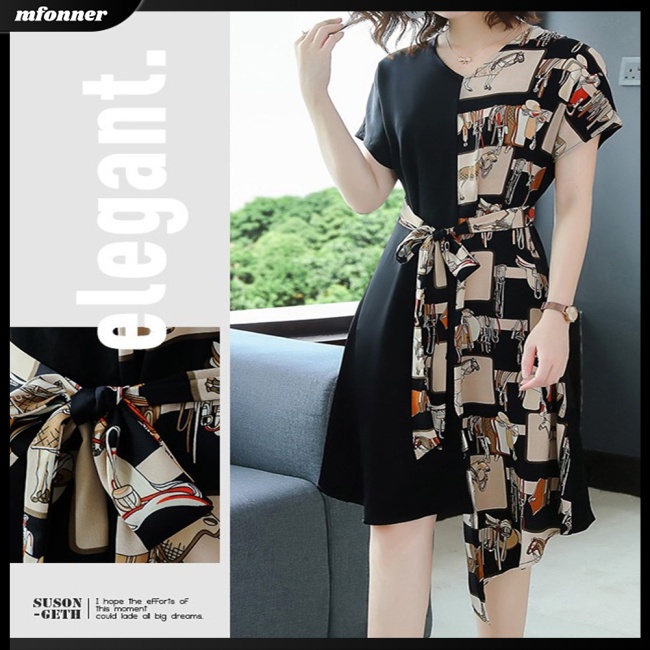 Đầm Tay Ngắn Cổ Chữ V Dáng Ôm In Họa Tiết Độc Đáo Thời Trang Mùa Hè Xinh Xắn Cho Nữ