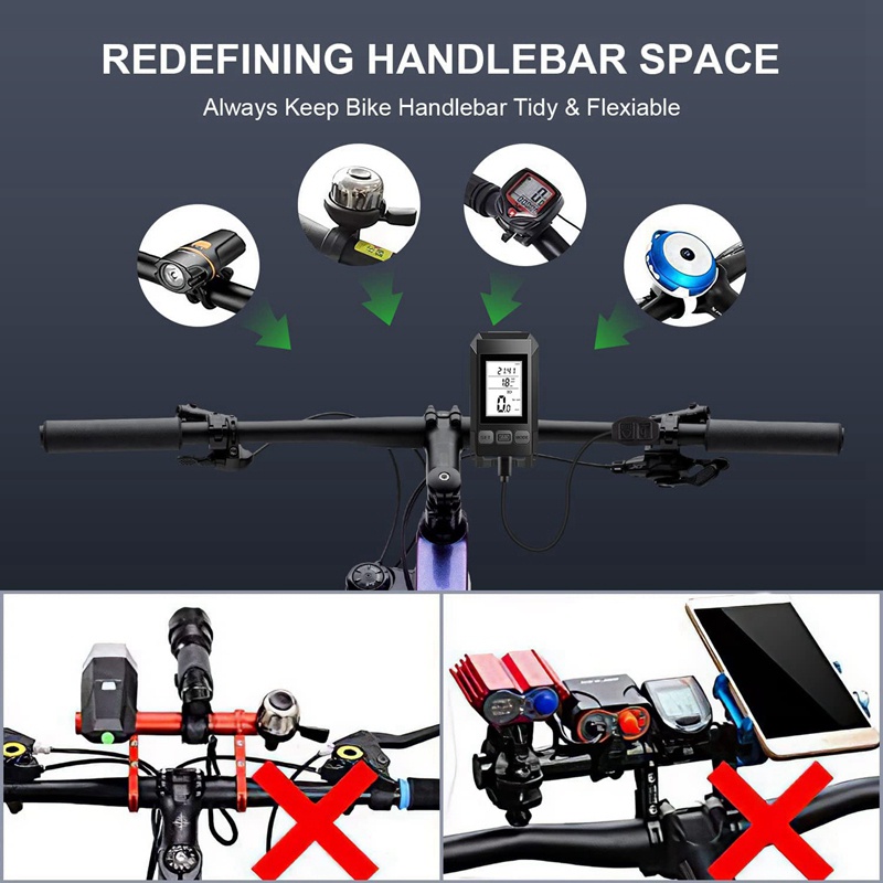 Đèn Pha Xe Đạp Có Màn Hình LCD Hiển Thị Tốc Độ Và Còi Sạc USB 4 Trong 1 Màu Đen